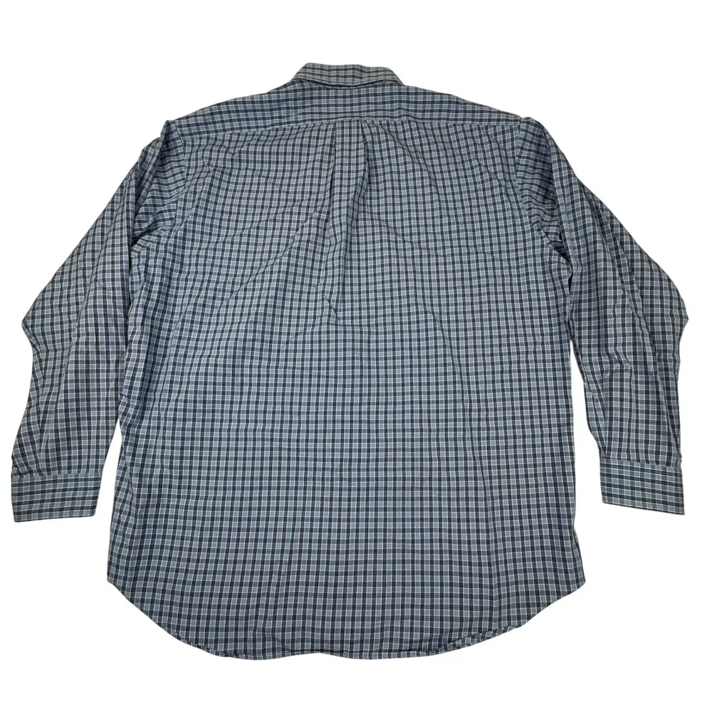 Ralph Lauren Blake Button Down Shirt Mens L Blue Check Two-Ply Cotton Long Slv